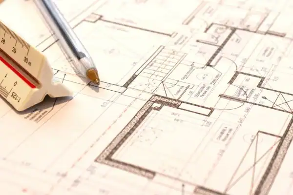 Image of architect Mansfield drawings